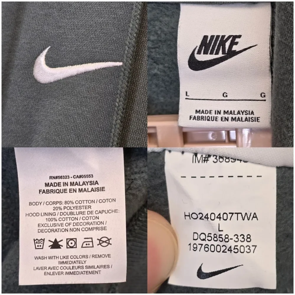 Nike Women's L Pheonix Fleece Oversized Pullover Seaweed Green Hoodie